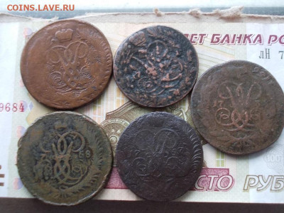 2 копейки (5 монет) 1757-58 перечеканы до 02.03.23 22.00 мск - 019.JPG