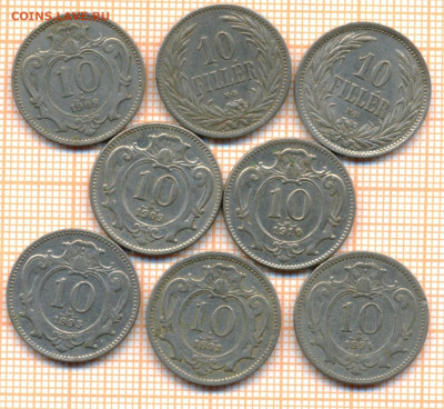 Венгрия10ф1908,09,Австрия10г1893,94,95,1908,09,10гг, до 15.0 - АвстрВенгр 8шт 160 180
