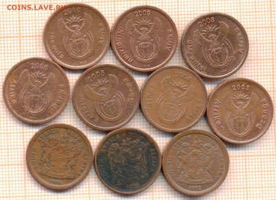 ЮАР 5 центов 1992-2010 гг., фикс 10 руб, до ухода в архив - юар 5 центов1 001