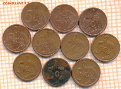 ЮАР 5 центов 1992-2010 гг., фикс 10 руб, до ухода в архив - юар 5 центов 001