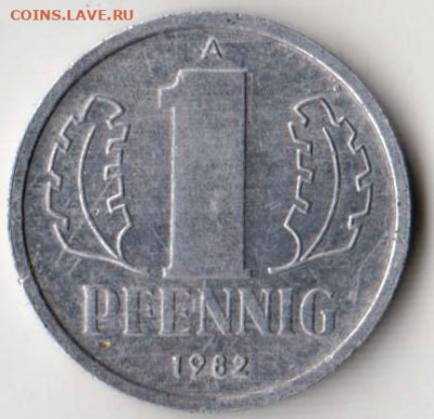 ГДР 1 пфенниг 1982 г. до 16.03.23 г. в 23.00 - 022