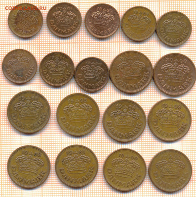 Дания 25,50 эре 1989 - 2005 гг., фикс 10 руб, до ухода в арх - Дания 25 50