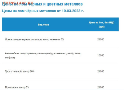 Почем скупают цветмет и чермет у Вас? - Скриншот 11-03-2023 140508