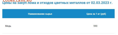 Почем скупают цветмет и чермет у Вас? - Скриншот 11-03-2023 140536