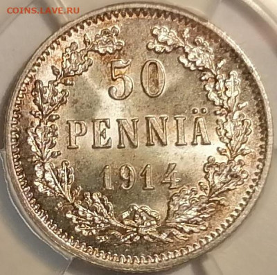 50 пенни 1914 S Финляндия ннр ms66 - 3