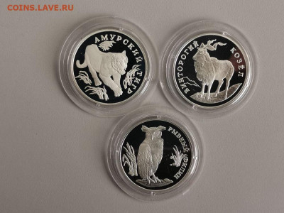 1р 1993 Красная книга.Тигр, Филин, Козел, Ag900, до 16.03 - Y КК 1993-1