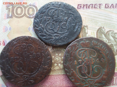 2 копейки (3 монеты) 1763-64 перечекан до 19.03.23 23.00 мск - 009.JPG