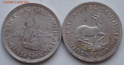 ЮАР 5 шиллингов 1952  50 центов 1964 определение подлинности - DSC09745.JPG