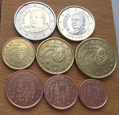 набор евро Испания биметалл 2 1 евро 50 20 10 5 2 1 евроцент - IMG_5714.JPG