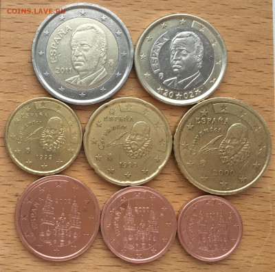 набор евро Испания биметалл 2 1 евро 50 20 10 5 2 1 евроцент - IMG_5713.JPG