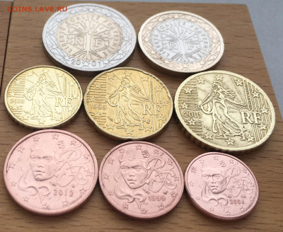 набор евро Франция биметалл 2 1 евро 50 20 10 5 2 1 евроцент - IMG_5741.JPG