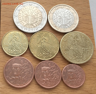 набор евро Франция биметалл 2 1 евро 50 20 10 5 2 1 евроцент - IMG_5739.JPG