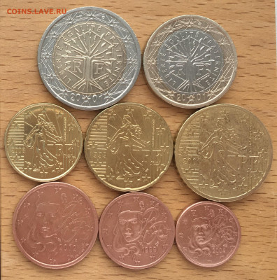 набор евро Франция биметалл 2 1 евро 50 20 10 5 2 1 евроцент - IMG_5738.JPG