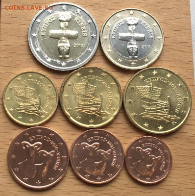 набор евро Кипр биметалл 2 1 евро 50 20 10 5 2 1 евроцент - nabor_evro_kipr_2013_2010_2021_2011_bimetall_2_1_evro_50_20_10_5_2_1_evrocent_korabl_fauna_flot
