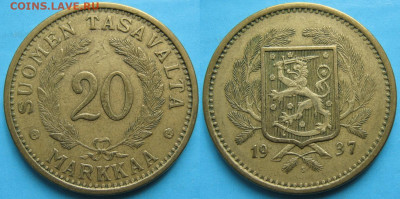Финляндия 20 марок 1937 до 29-03-23 в 22:00 - 19.47. -Финляндия 20 марок 1937    133-ак17-3341