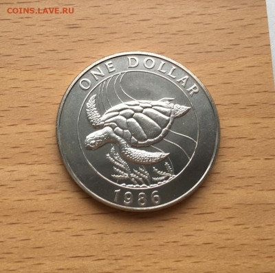 Крона Шайба Бермуды 1$ доллар 1986 Черепаха фауна животные - krona_shajba_bermudy_1_dollar_1986_cherepakha_fauna_zhivotnye