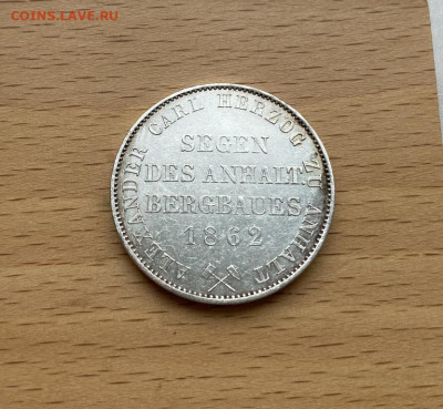 Анхальт 1 союзный Талер 1862 Ангальт - Бернбург Горный - ankhalt_1_sojuznyj_taler_1862_angalt_bernburg_gornyj_germanija_serebro_medved_r_xf_aunc (1)