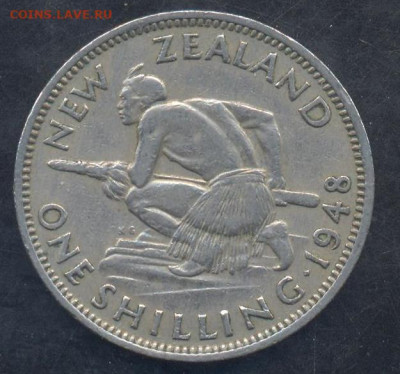Новая Зеландия шиллинг 1948 г.  29 .03.2023 г. 22 -00 МСК. - шиллинг 1948