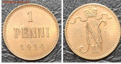 1 пенни 1914 Николай II КРАСНАЯ МЕДЬ до 04.04 - 1680208777737