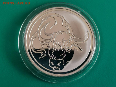 3р 2009 Лунный календарь Бык- пруф серебро Ag925, до 07.04 - X БЫК-1