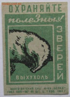 Этикетки Фауна –сборный лот. До 07.04.23г 20-00 мск - Охраняйте полезных животных и зверей Выхухоль Белка