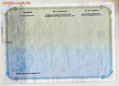 ВЕТЕРИНАРНАЯ СПРАВКА 2017 г. до 10.04.23 г. в 23.00 - 001