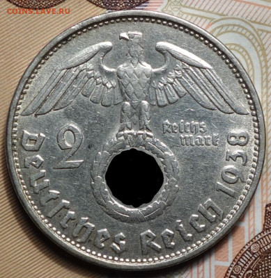 2 рейхсмарки 1938г В Гинденбург 13.04.23 в 22-00 - 1938 В реверс