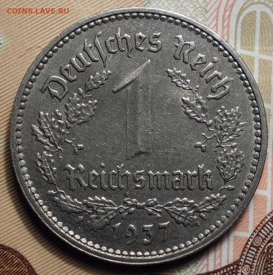 1 рейхсмарка 1937г A 13.04.23 в 22-00 - 1рм 1937г А реверс.JPG