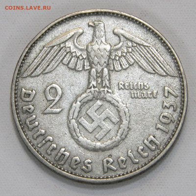 Германия 2 марки 1937 D с 200! до 12.04 в 22:10 - Германия 2 марки 1937