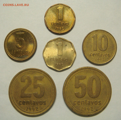 АРГЕНТИНА 1992 полный комплект из 6 монет. До 18.04 (ВТ) - 01.JPG