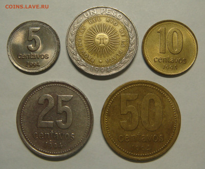 АРГЕНТИНА 1994 полный комплект из 5 монет. До 18.04 (ВТ) - 01.JPG