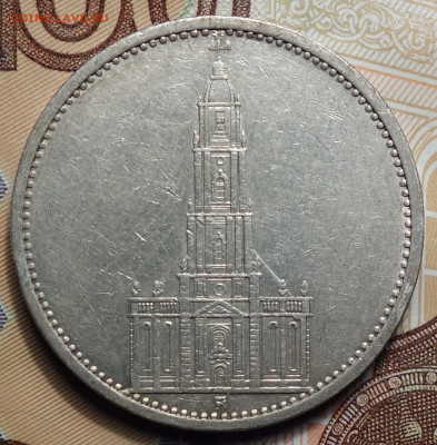 3- рейх 5 рейхсмарок 1934г А Кирха 19.04.2023г в 22-00 - 1934 А Кирха аверс.JPG