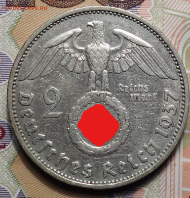 3- рейх 2 рейхсмарки 1937г F 19.04.2023г в 22-00 - 1937 F реверс (2)