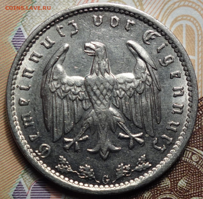3 рейх 1 рейхсмарка 1934г G 19.04.2023г в 22-00 - 1934 G аверс.JPG