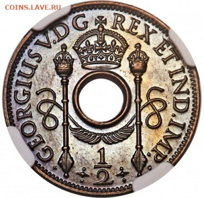 Монеты с отверстием в центре - new_guinea-1-2-penny-1929