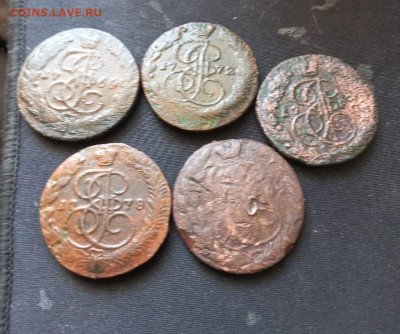 5 копеек 1764, 1769, 1772,1778,1782 год е м. - пятаки 1