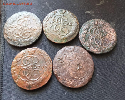 5 копеек 1764, 1769, 1772,1778,1782 год е м. - пятаки 5