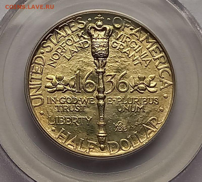 США 50 центов 1936 MS66 200 лет г.Норфолк - 5