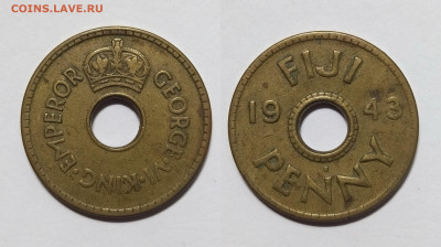 Фиджи 1 пенни 1943 г Георг VI бронза - 26.04 - IMG_20230410_195853