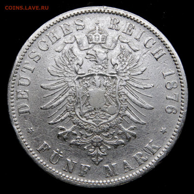 Германия. Пруссия 5 марок 1876 А до 23.04.в 22:10 - Германия. Пруссия 5 марок 1876