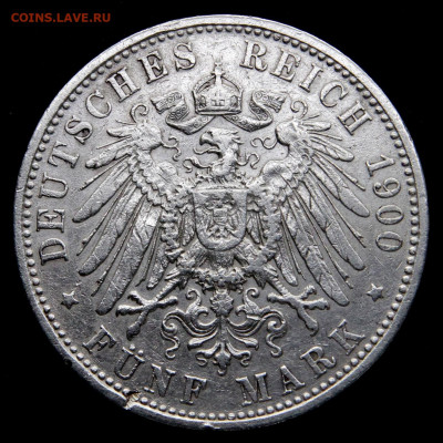 Германия. Бавария 5 марок 1900 до 23.04 в 22:10 - Германия. Бавария 5 марок 1900