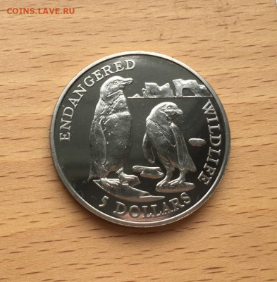 КПД Крона Шайба Острова Кука 5$ долларов 1991 Пингвин - kpd_krona_shajba_ostrova_kuka_5_dollarov_1991_pingvin_vymirajushchie_vidy_fauna_zhivotnye_pticy_konvert (2)