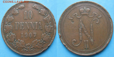 Финляндия 10 пенни 1907 до 28-04-23 в 22:00 - Финляндия 10 пенни 1907    3488