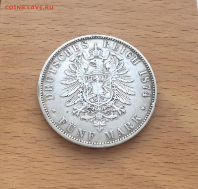 Бавария 5 марок 1874 Людвиг II Германия Германская Империя д - bavarija_5_marok_1874_ljudvig_ii_germanija_germanskaja_imperija_dvor_d_mjunkhen_serebro_xf_krona_shajba (5)