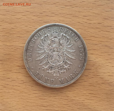 Бавария 5 марок 1874 Людвиг II Германия Германская Империя д - bavarija_5_marok_1874_ljudvig_ii_germanija_germanskaja_imperija_dvor_d_mjunkhen_serebro_xf_krona_shajba (3)