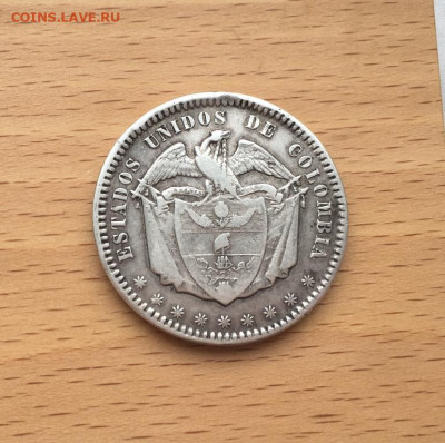 Колумбия 1 песо 1865 Богота Серебро Крона Шайба - kolumbija_1_peso_1865_bogota_serebro_krona_shajba (1)