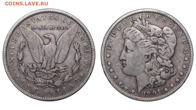 США. 1 доллар 1891 г. Морган. До 29.04.23. - Р1251