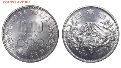 Япония. 1000 йен 1964 г. Олимпиада. До 29.04.23. - Р1323