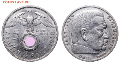 Германия. 5 марок 1939 г. B. До 29.04.23. - Р1288