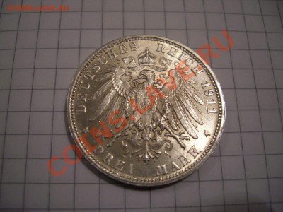 Бавария 3 марки 1911 Луитпольд. Спрос. - 2.JPG